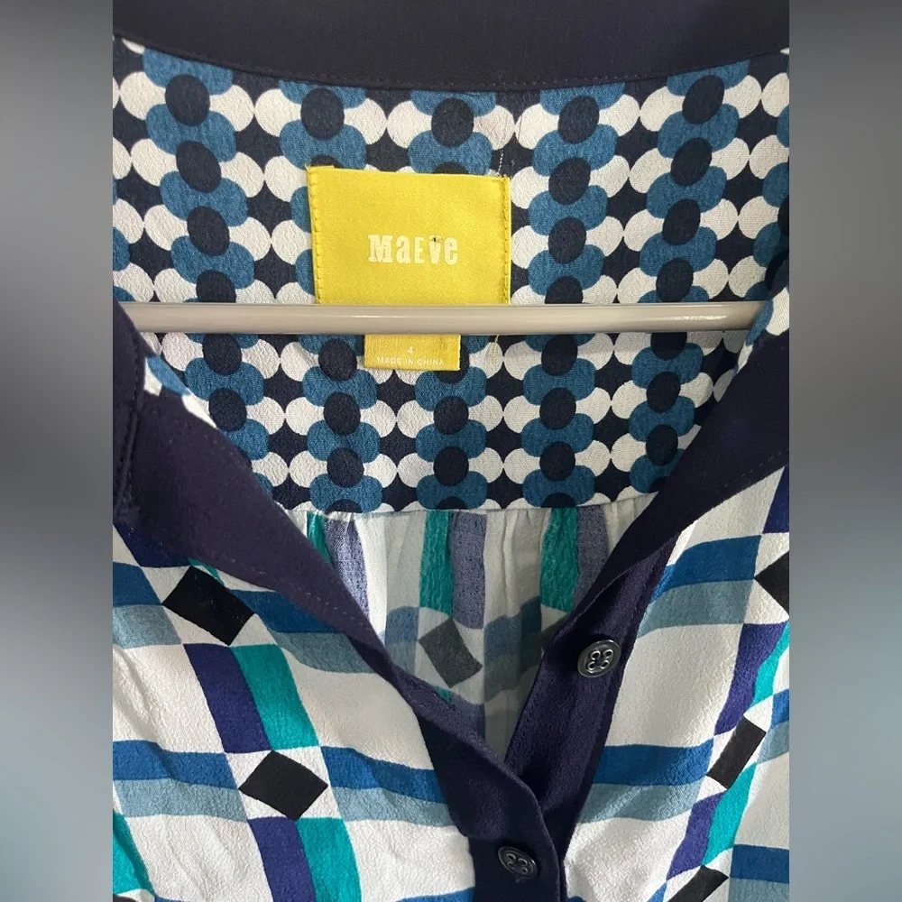 Anthropologie Maeve Abstract Geometric Shirt Dress Size 4 - Picture 3 of 4